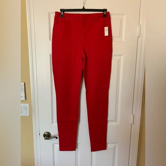 Old Navy Pixie High Rise Secret Slim Pockets Cotton‎ Blend Pants Sz 12 Tall Red - Picture 2 of 8